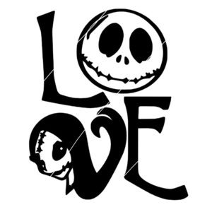 Jack the Skeleton and Sally‎ Love Valentines Permanent Vinyl Decal 4”